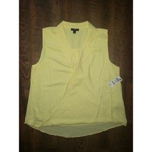 Womens XL Alfani Daffodil Yellow Sleeveless Dress Shirt